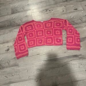 Le Lis Vibrant Pink Crochet Top Like New